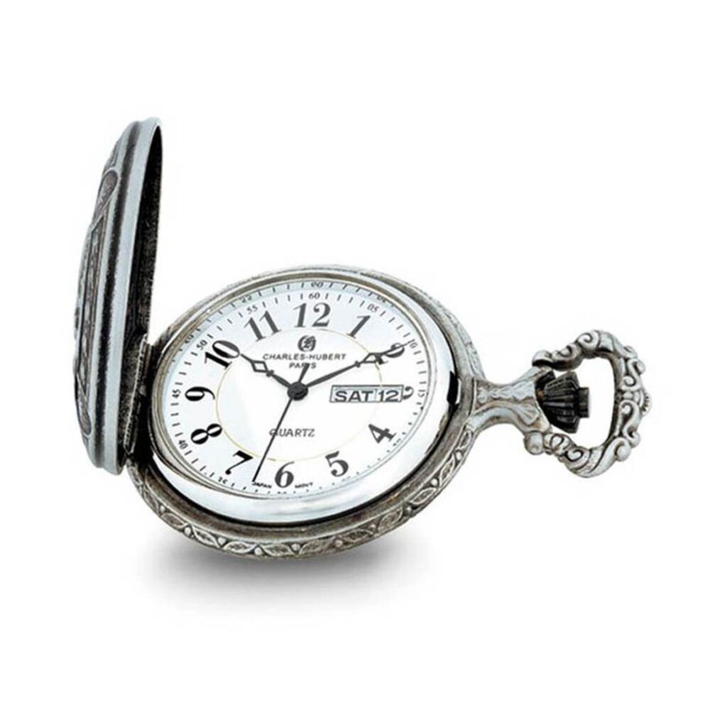 Charles Hubert Antique Chrome & Satin Eagle Medallion Pocket Watch